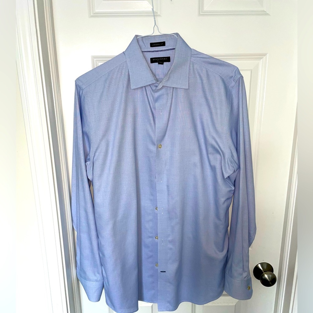 Banana Republic Men’s Camden Fit Blue Dress Shirt (Large)
